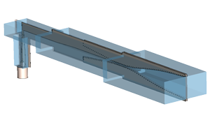 3D model of transition from coaxial line to rectangular waveguide