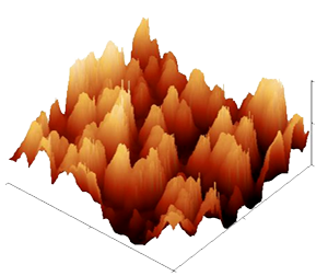 3D AFM image of SNW array synthesized by MACE method at scanning area of 10x10 um