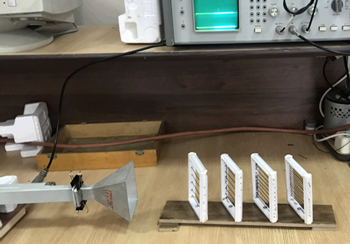 Prototype of array excited by radiation with frequency of 6.12 GHz