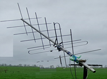 Photo of prototype of Yagi dual-polarization antenna during field tests